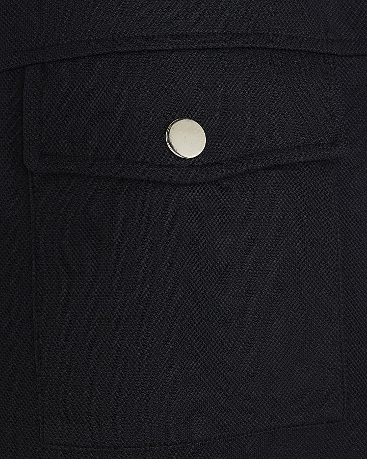 Navy Slim Fit Double Pocket Overshirt