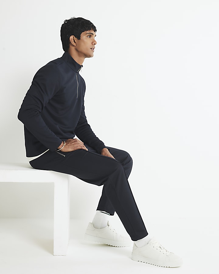 Navy Slim Fit Pique Joggers