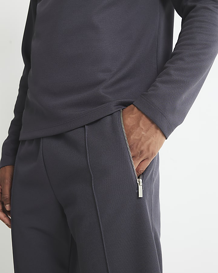 Grey Slim Fit Pique Joggers