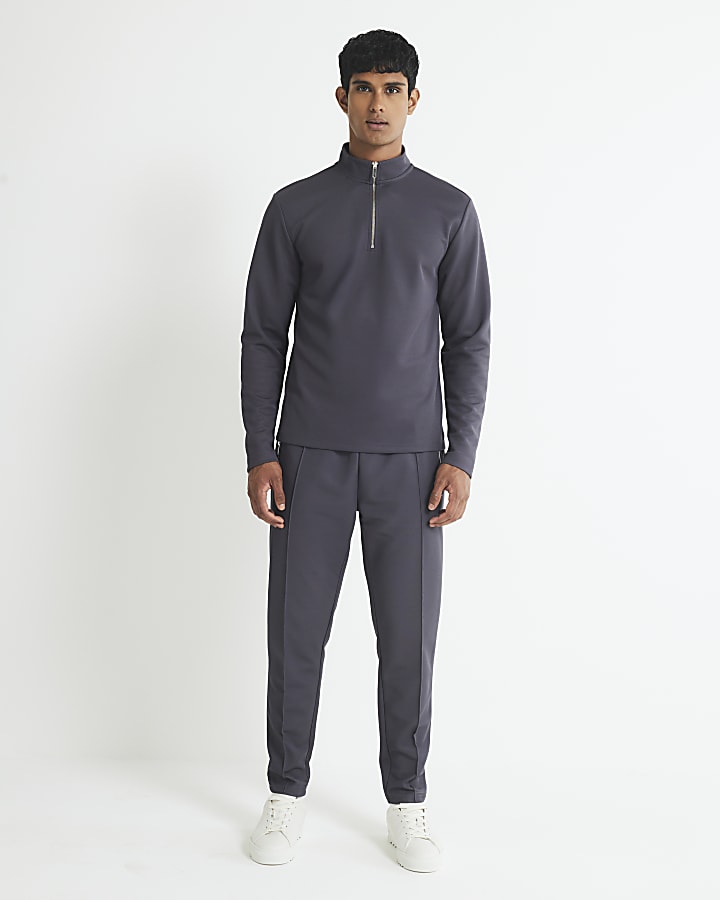 Grey Slim Fit Pique Joggers