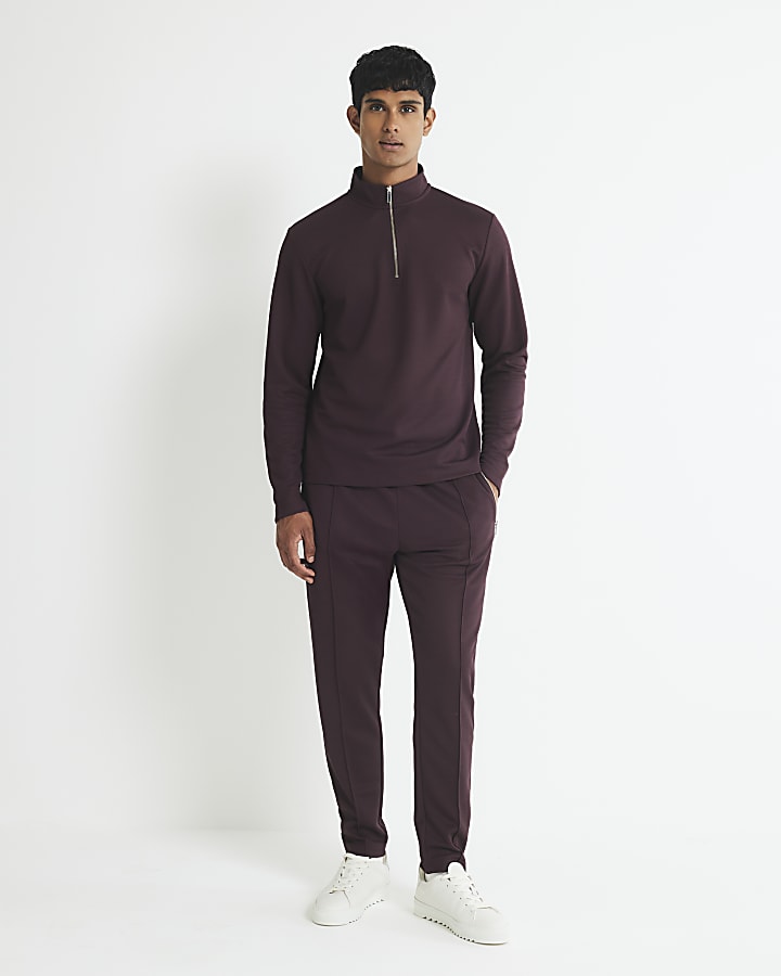 Red Slim Fit Pique Joggers