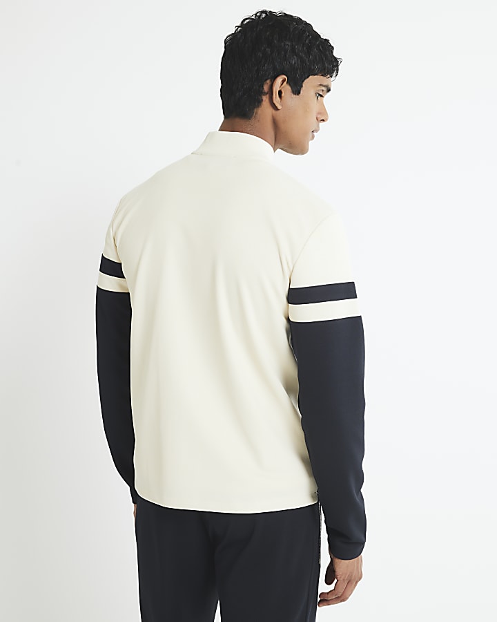 White Slim Fit Colour Block Shacket