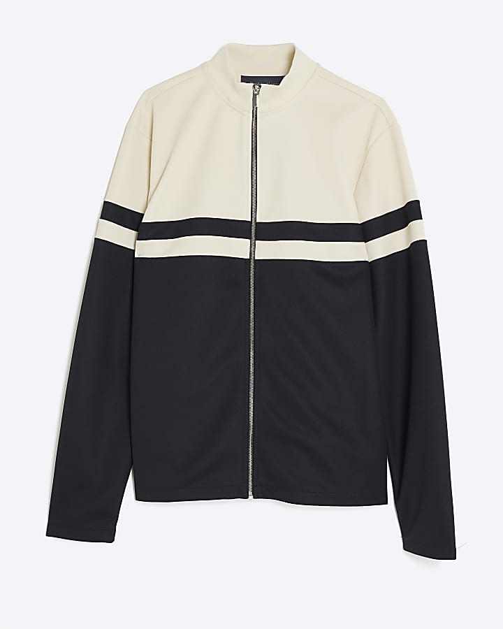 White Slim Fit Colour Block Shacket