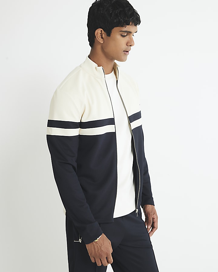 White Slim Fit Colour Block Shacket