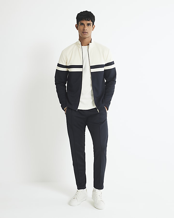 White Slim Fit Colour Block Shacket