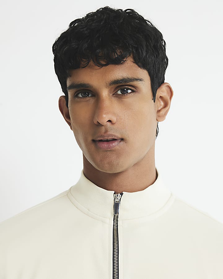 White Slim Fit Colour Block Shacket