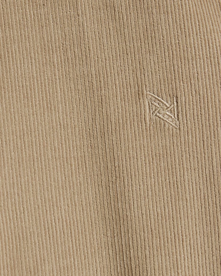 Beige Regular Fit Micro Corduroy  Shirt