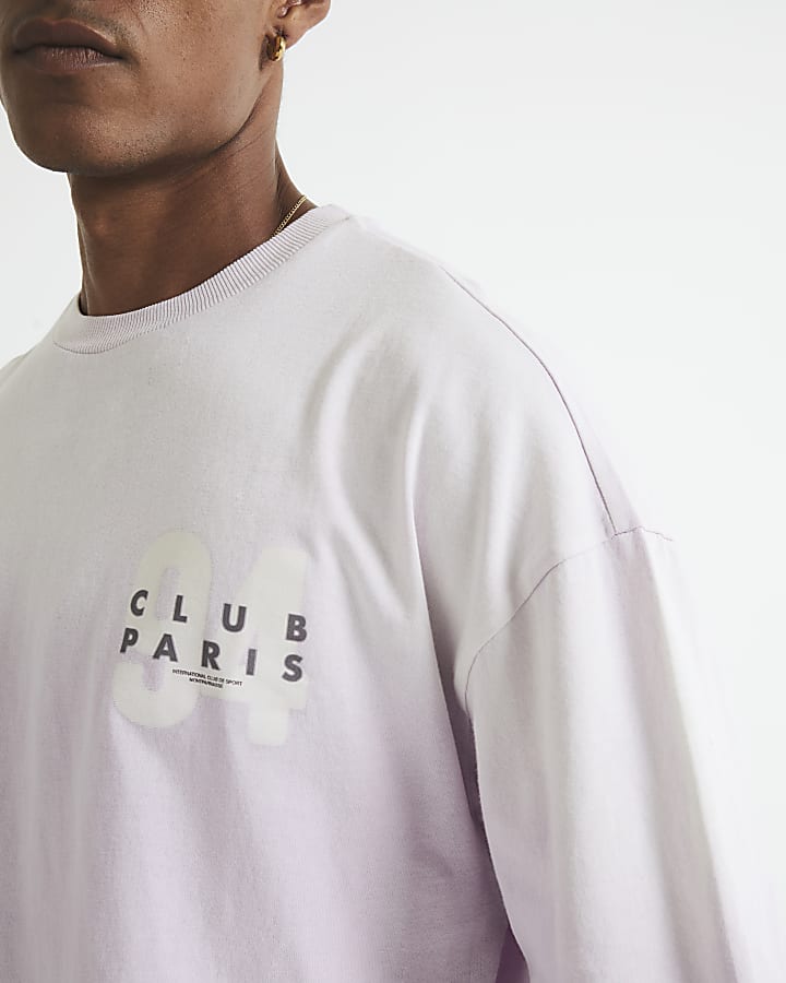 Purple Oversized Fit Club Paris T-Shirt