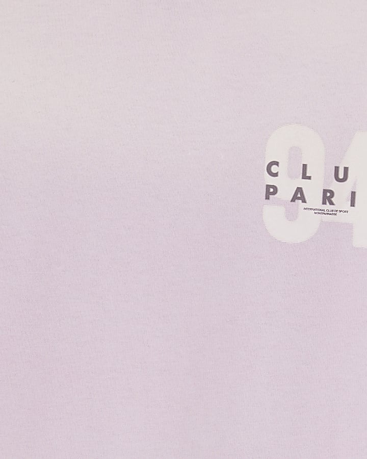 Purple Oversized Fit Club Paris T-Shirt