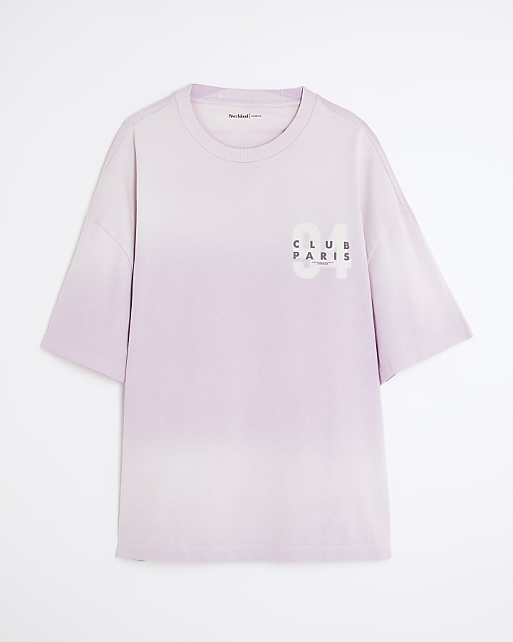 Purple Oversized Fit Club Paris T-Shirt