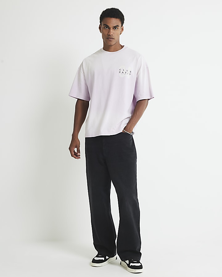 Purple Oversized Fit Club Paris T-Shirt