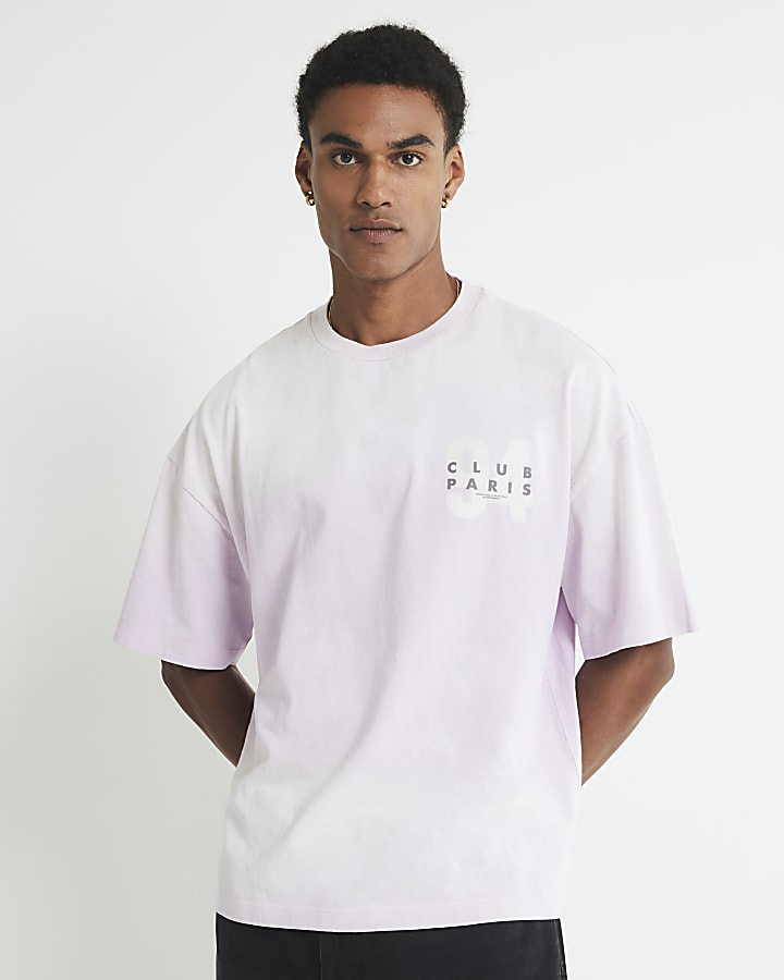Purple Oversized Fit Club Paris T-Shirt
