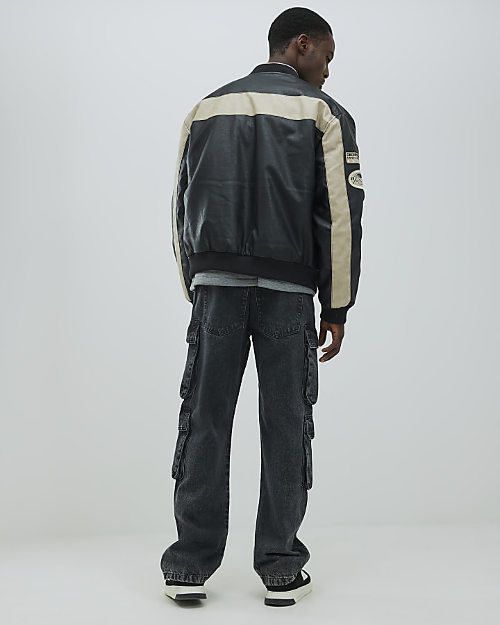 Black Loose Fit Cargo Jeans