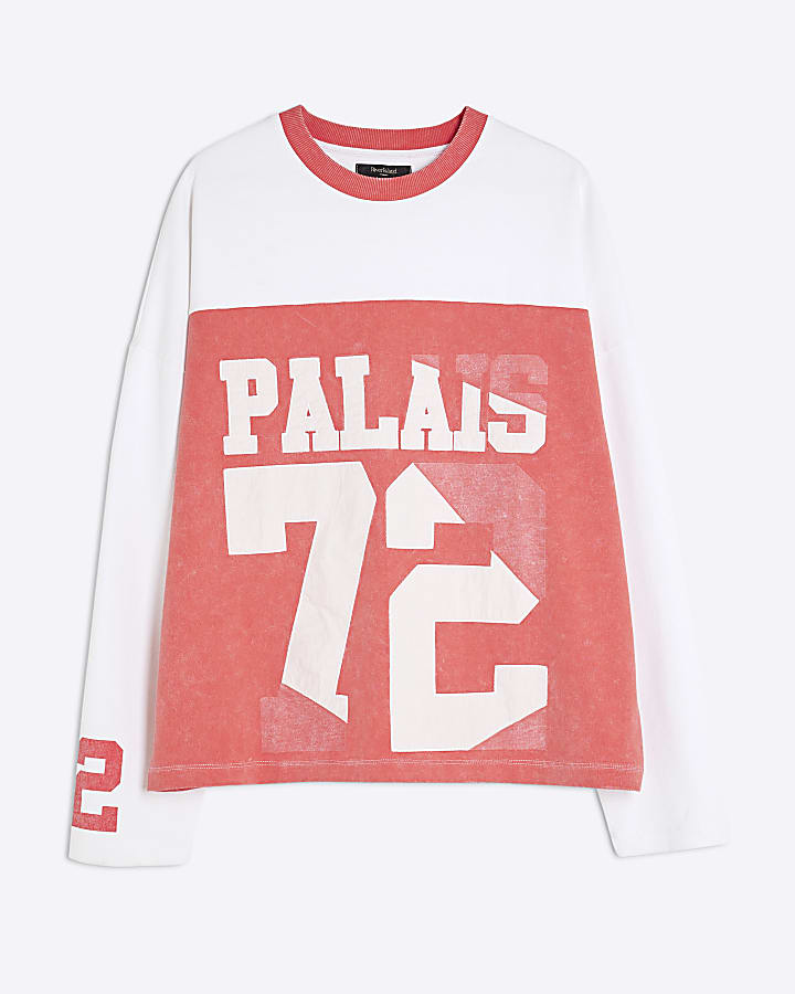 Red Oversized Fit Palais 72 Number Top