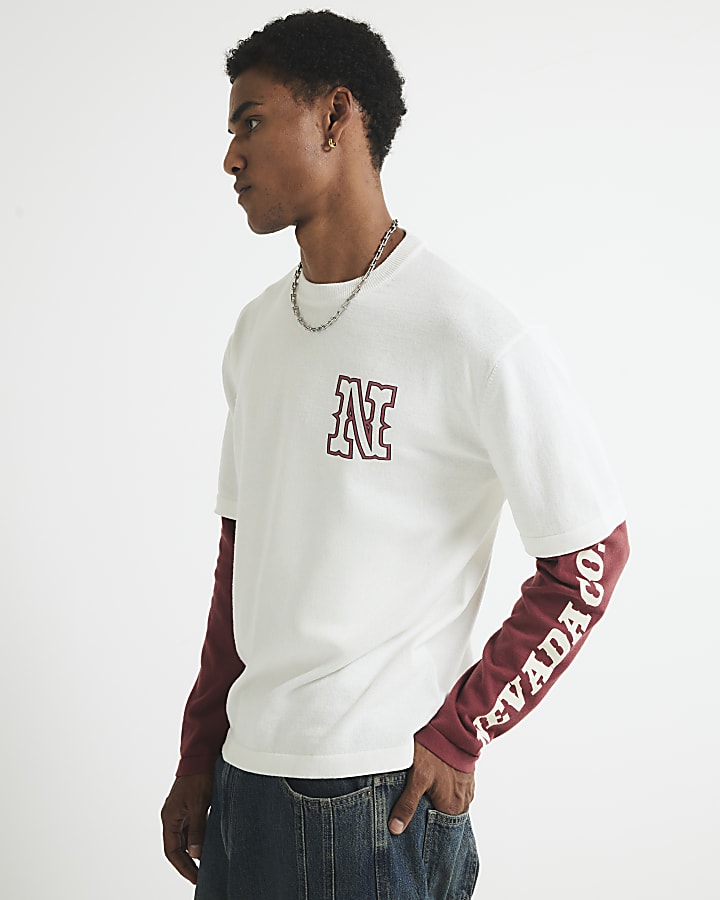 Cream Regular Fit Nevada 2 in 1 T-Shirt