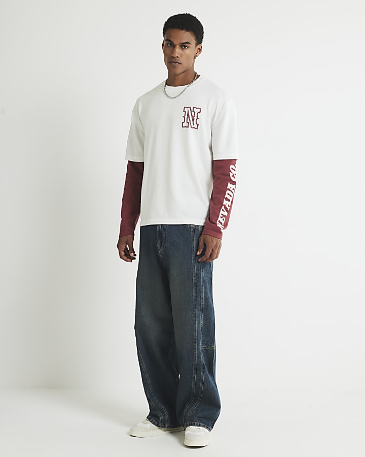 Cream Regular Fit Nevada 2 in 1 T-Shirt