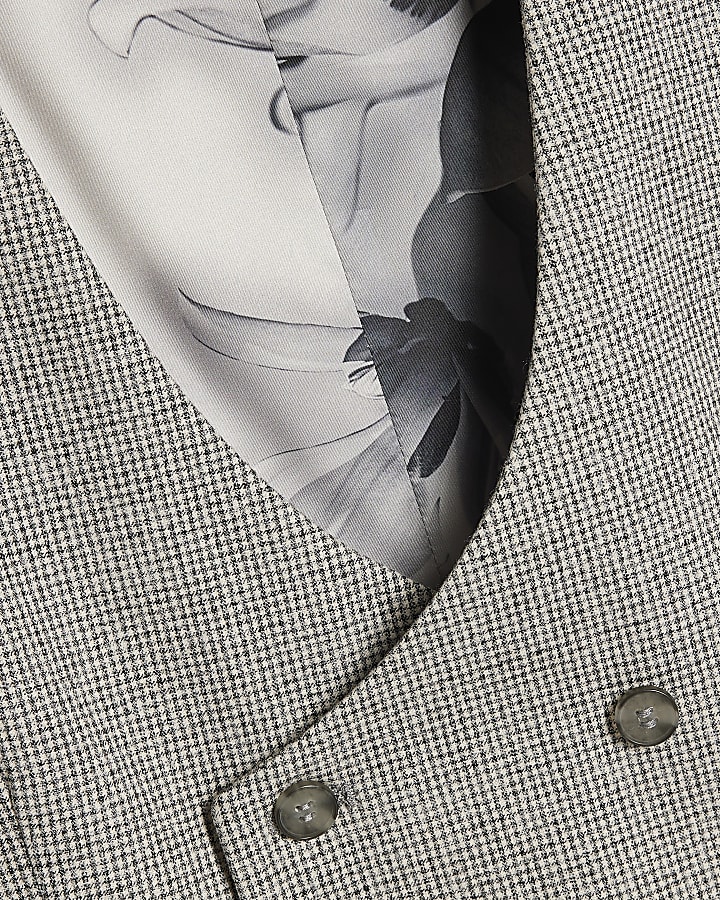 Grey Slim Fit Puppytooth Waistcoat