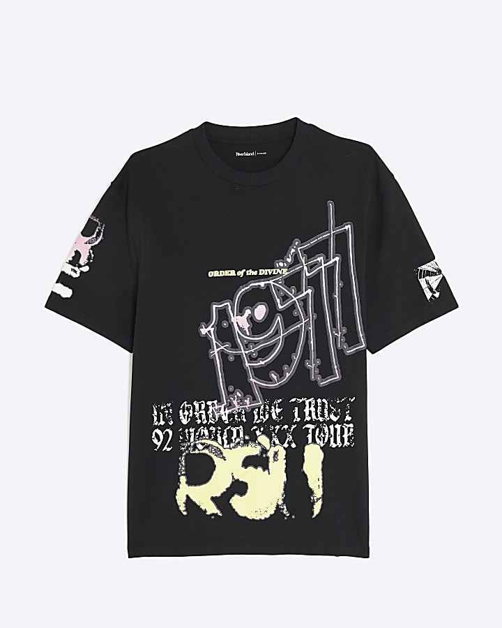 Black Regular Fit 1977 Summer Grunge T-Shirt