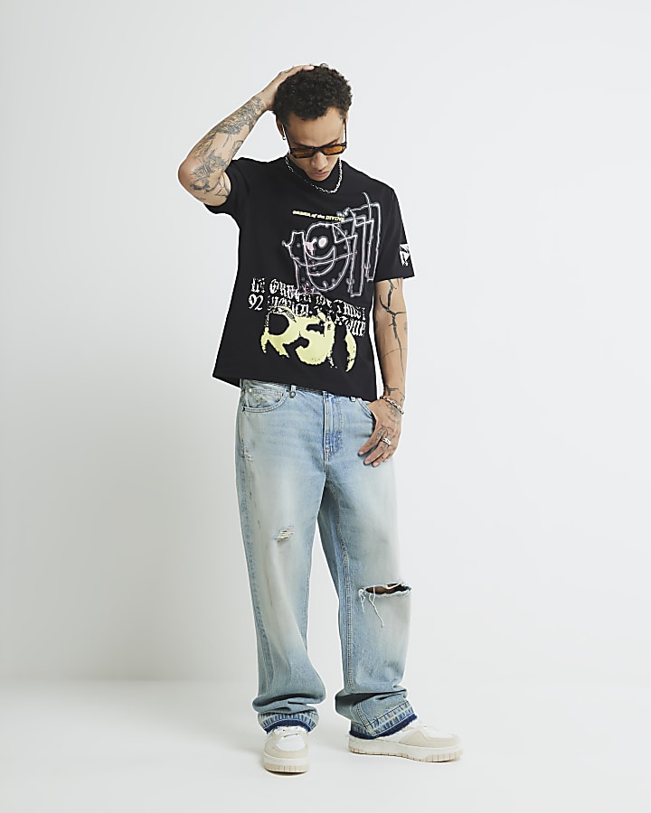Black Regular Fit 1977 Summer Grunge T-Shirt