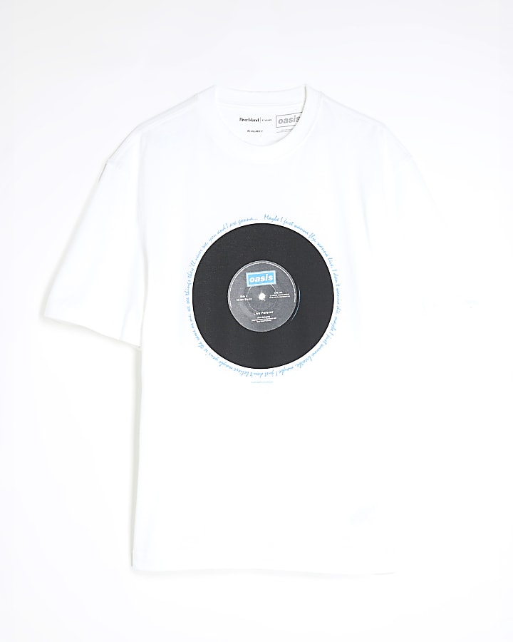 White Regular Fit Oasis Vinyl T-Shirt