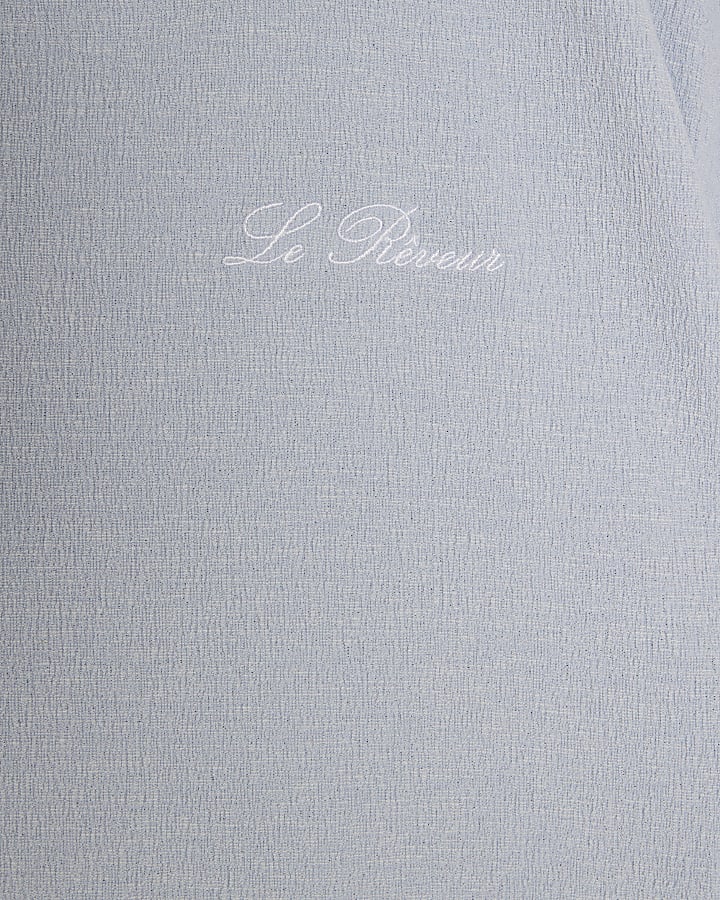 Blue Regular Fit Linen Blend T-Shirt