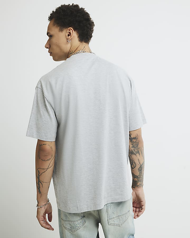 Grey Oversized Fit Short Sleeve T-Shirt