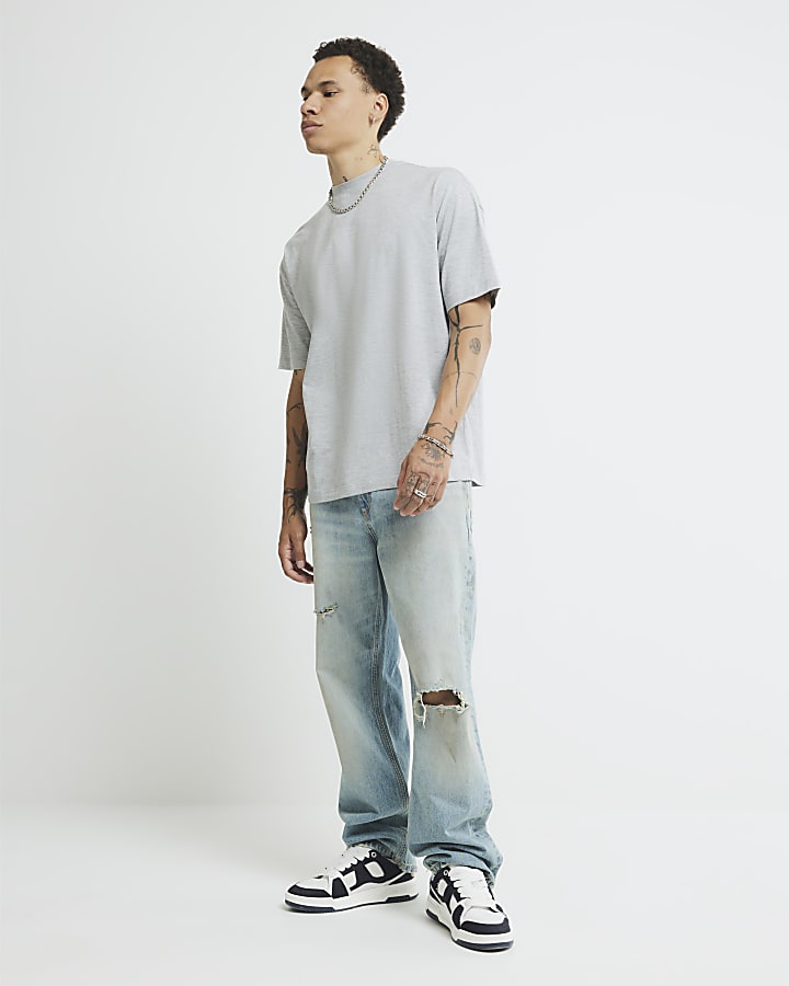 Grey Oversized Fit Short Sleeve T-Shirt