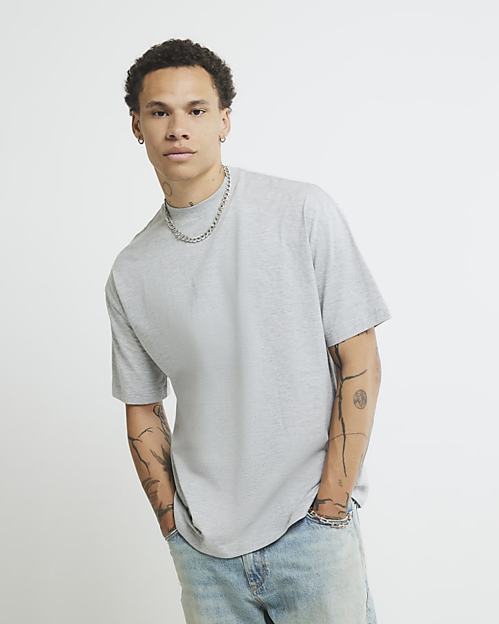 Grey Oversized Fit Short Sleeve T-Shirt