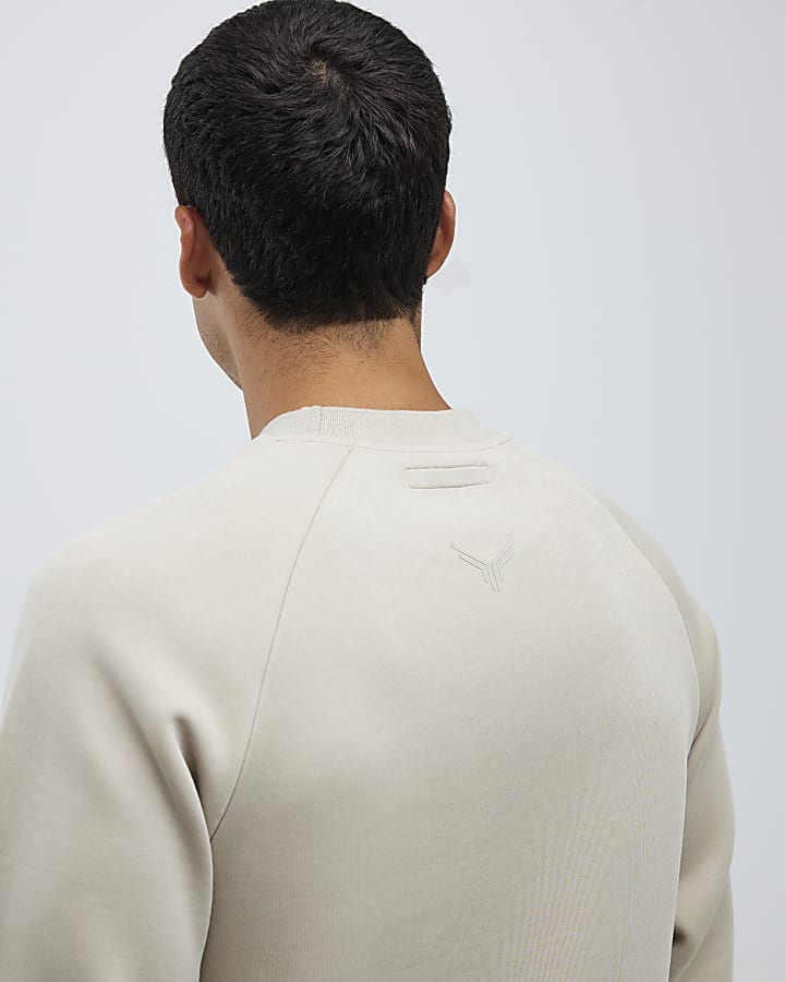 Beige Slim Fit Nylon Hybrid Joggers