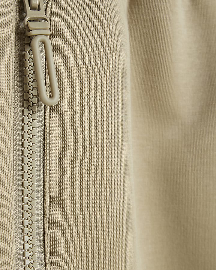 Beige Slim Fit Nylon Hybrid Joggers
