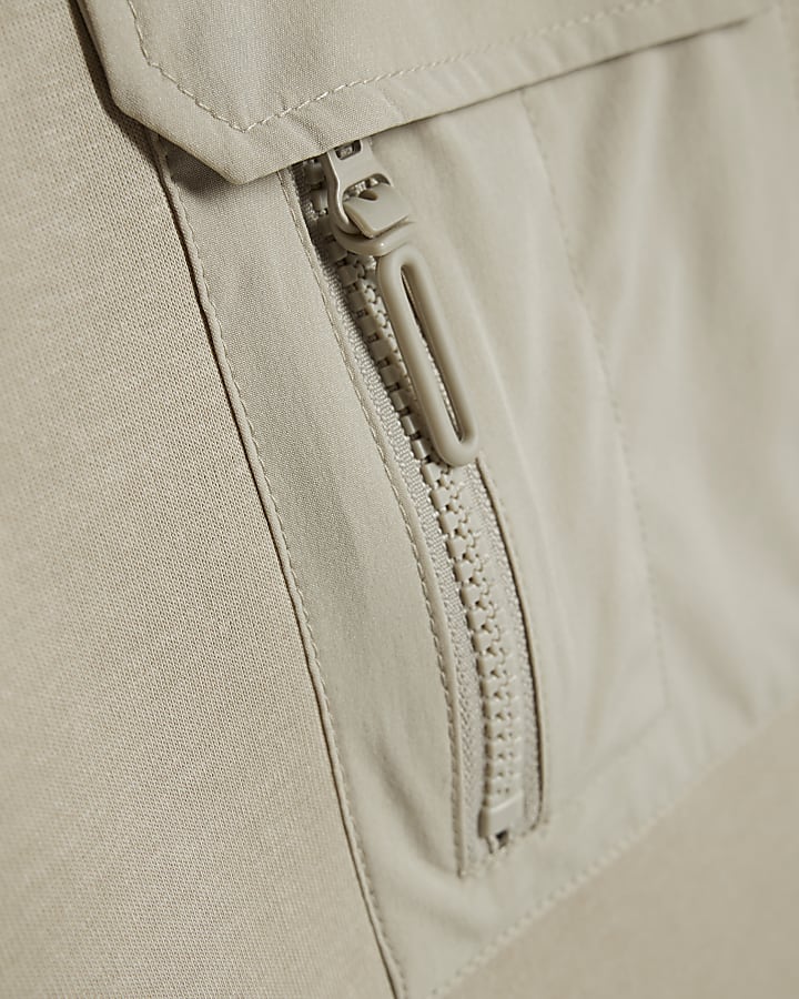 Beige Slim Fit Nylon Hybrid Sweatshirt