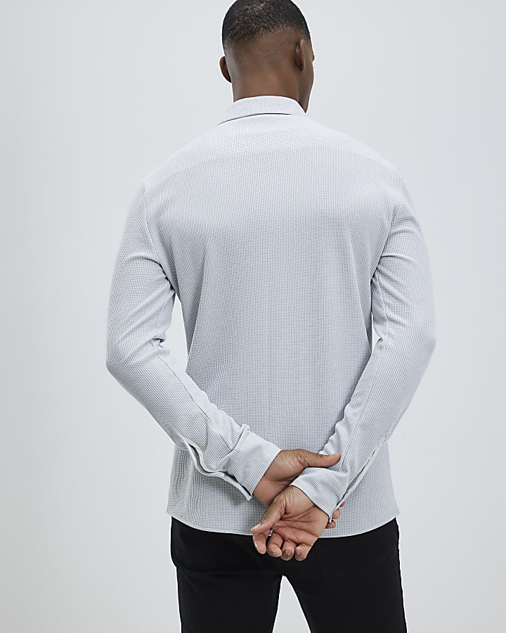 Grey Muscle Fit Waffle Shirt