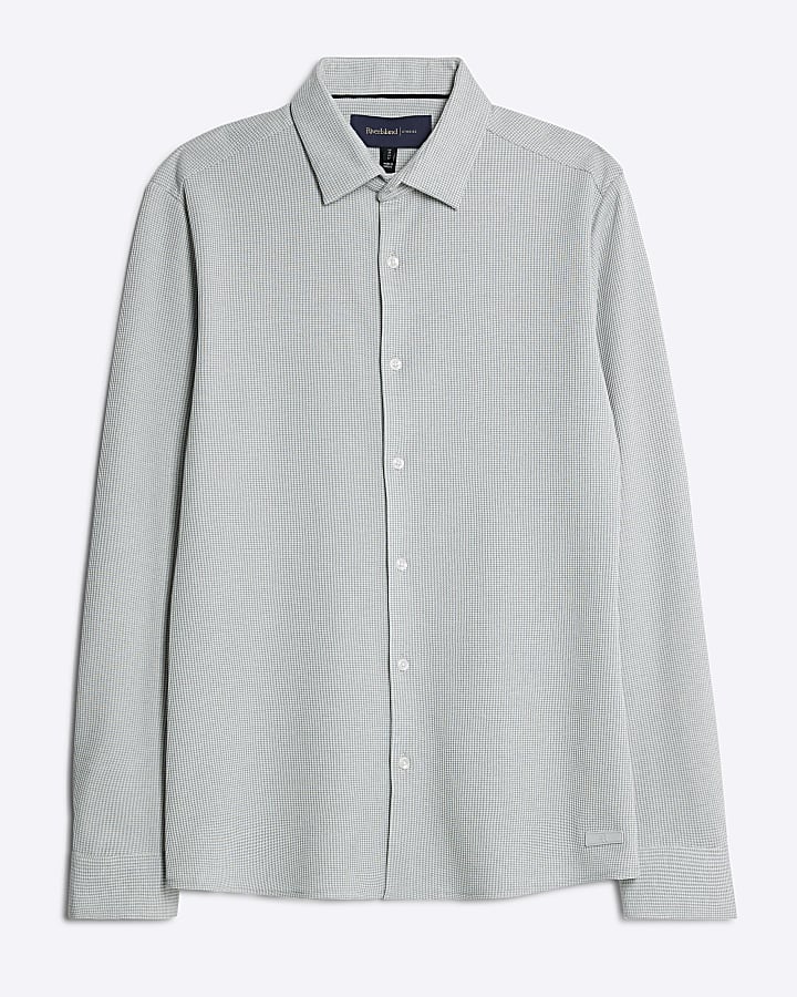 Grey Muscle Fit Waffle Shirt
