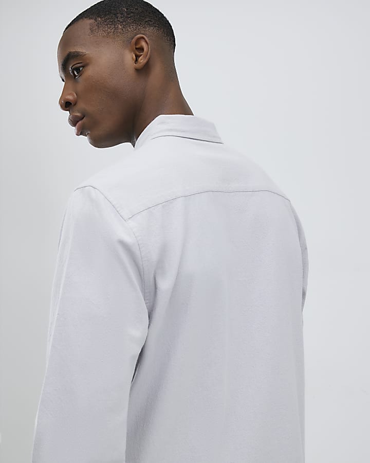 Grey Regular Fit Washed Shirt