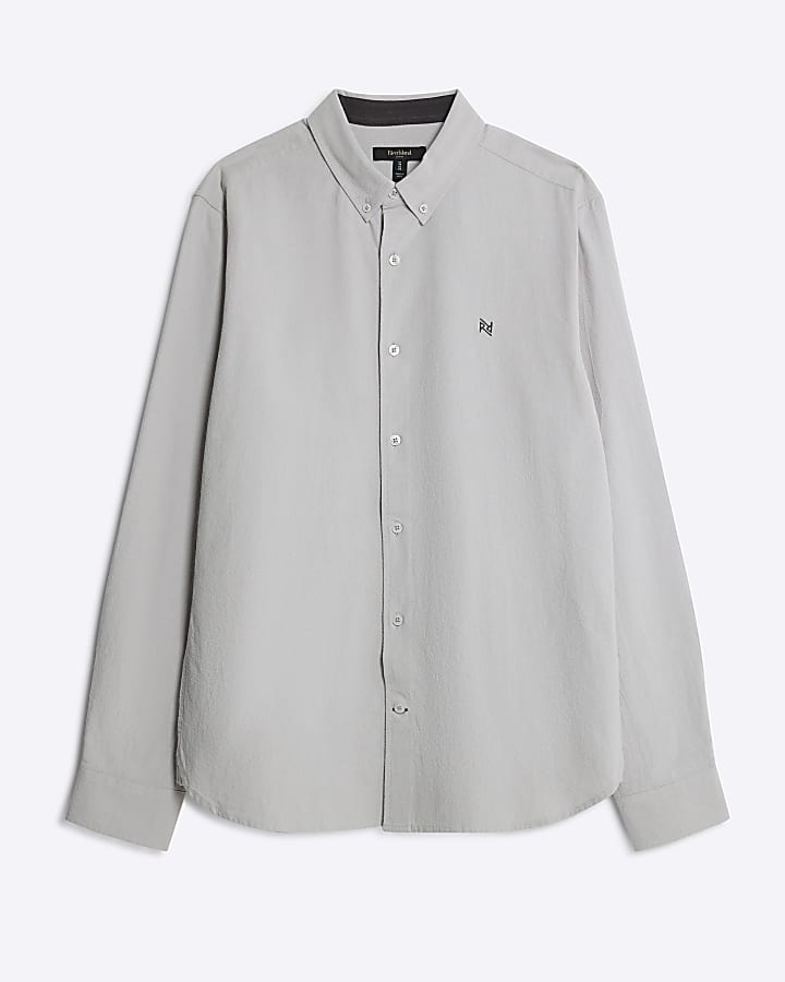 Grey Regular Fit Washed Shirt
