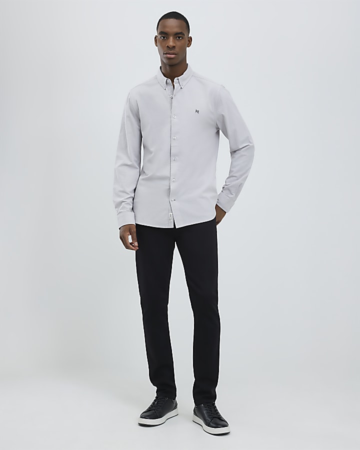 Grey Regular Fit Washed Shirt