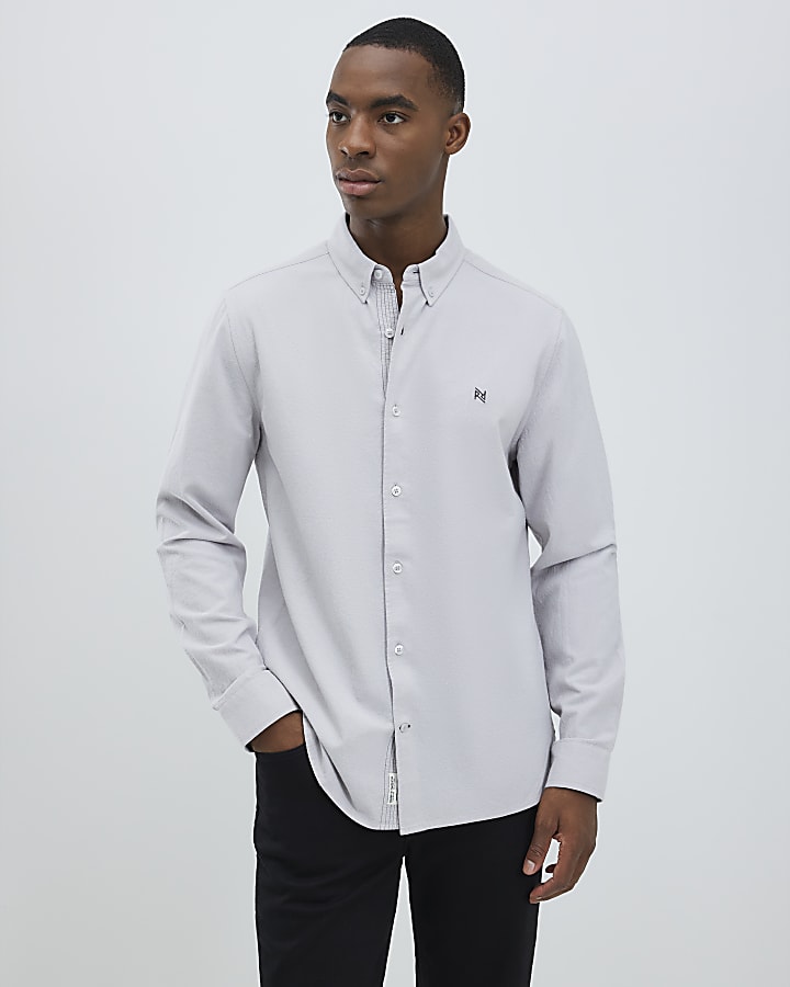 Grey Regular Fit Washed Shirt
