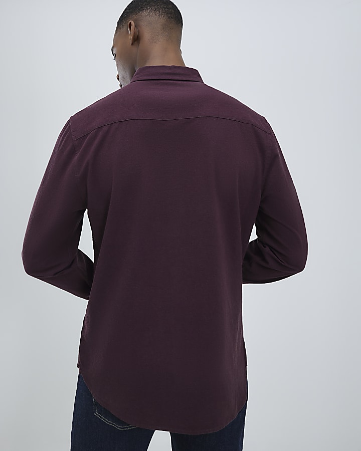 Red Regular Fit Washed Shirt