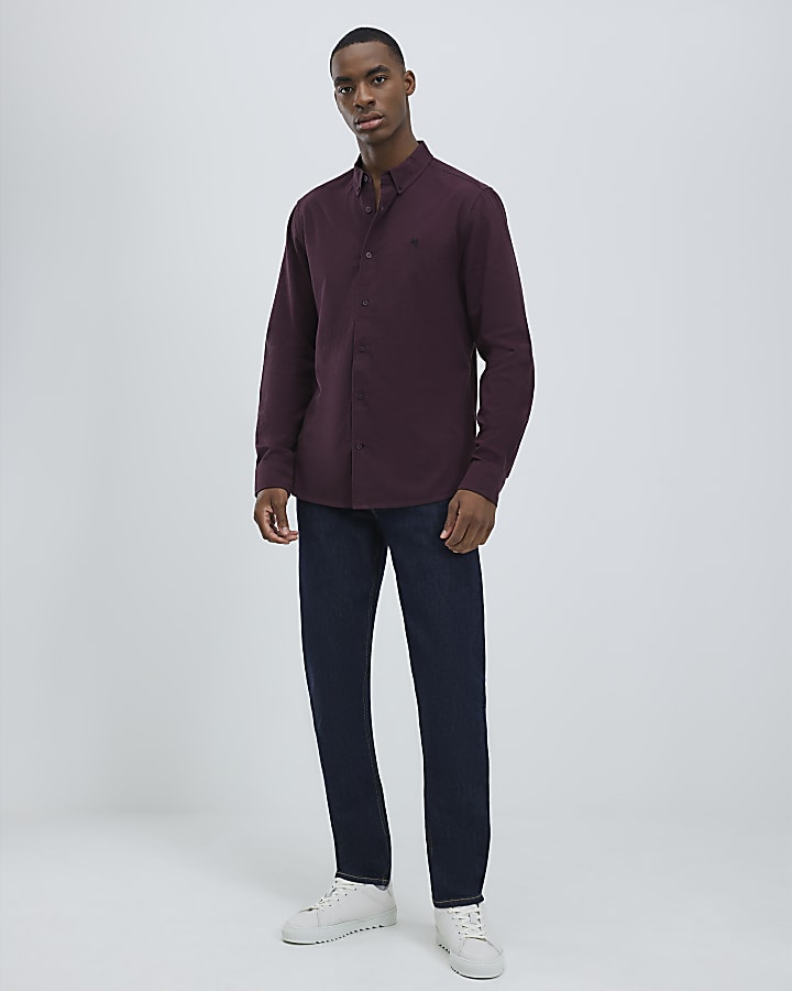 Red Regular Fit Washed Shirt