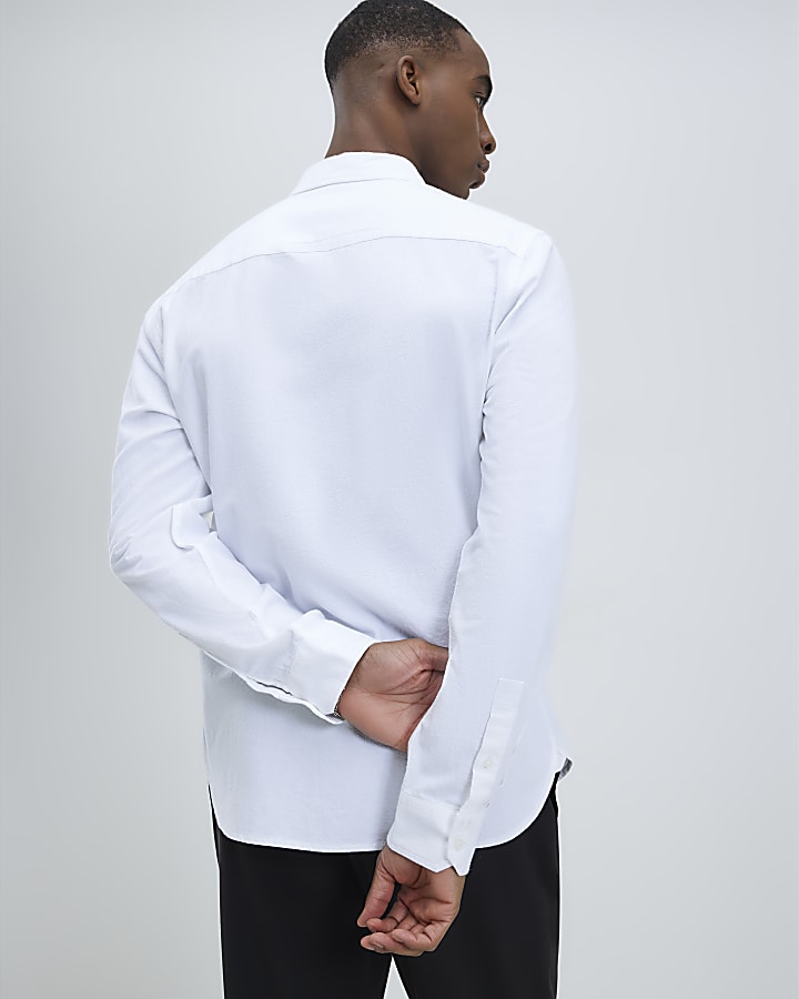 White Regular Fit Washed Shirt