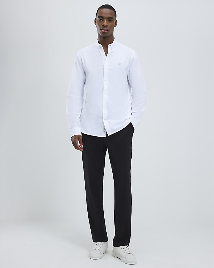 White Regular Fit Washed Shirt