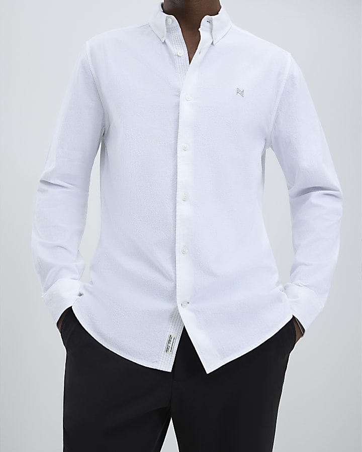 White Regular Fit Washed Shirt