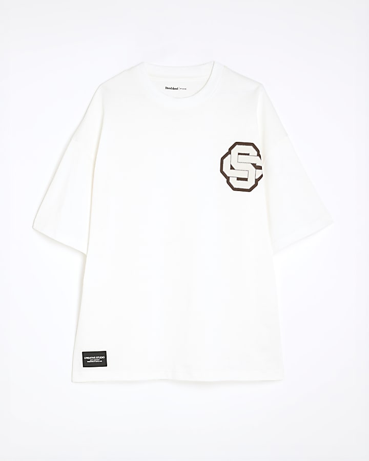 White Oversized Fit Graphic Print T-Shirt
