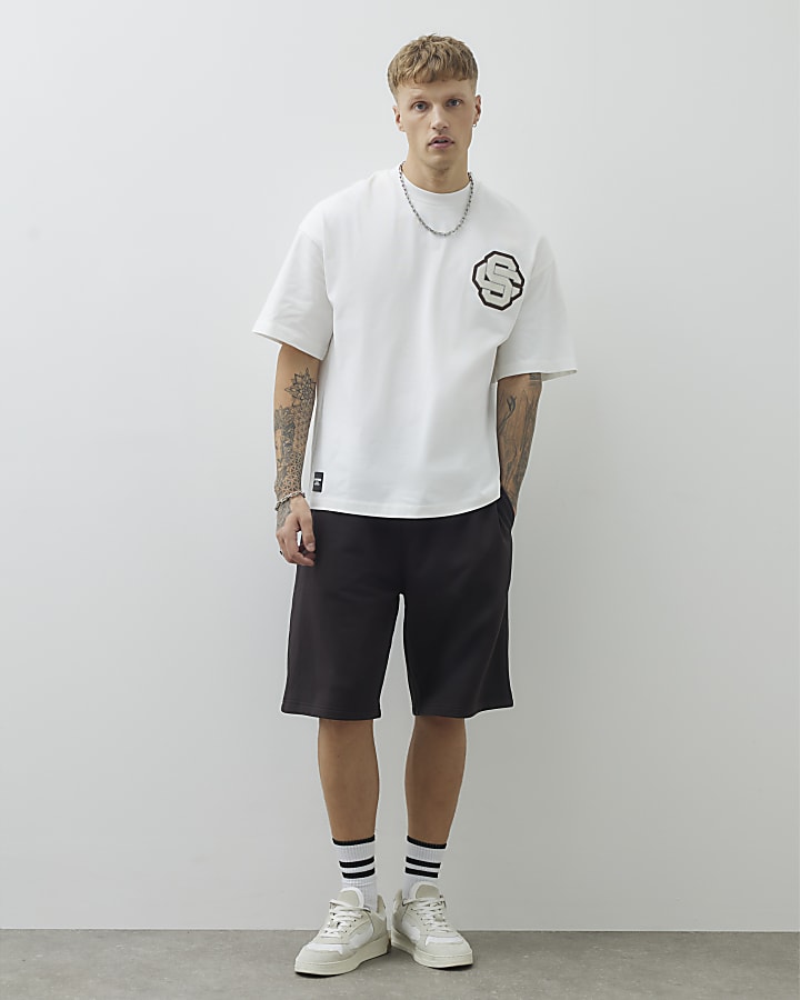 White Oversized Fit Graphic Print T-Shirt