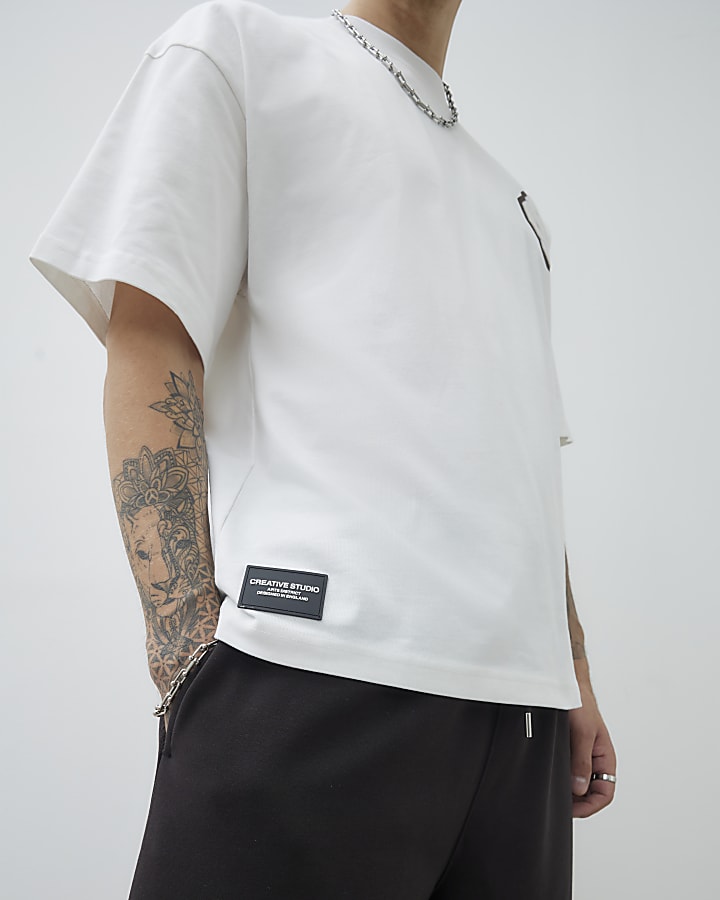 White Oversized Fit Graphic Print T-Shirt