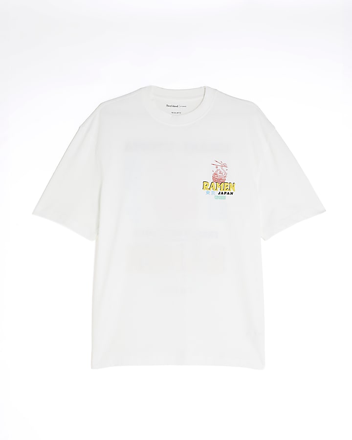 White Regular Fit Japanese Ramen T-Shirt