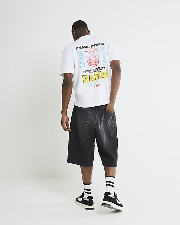 White Regular Fit Japanese Ramen T-Shirt