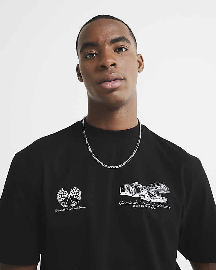 Black Regular Fit Circuit Contrast T-Shirt