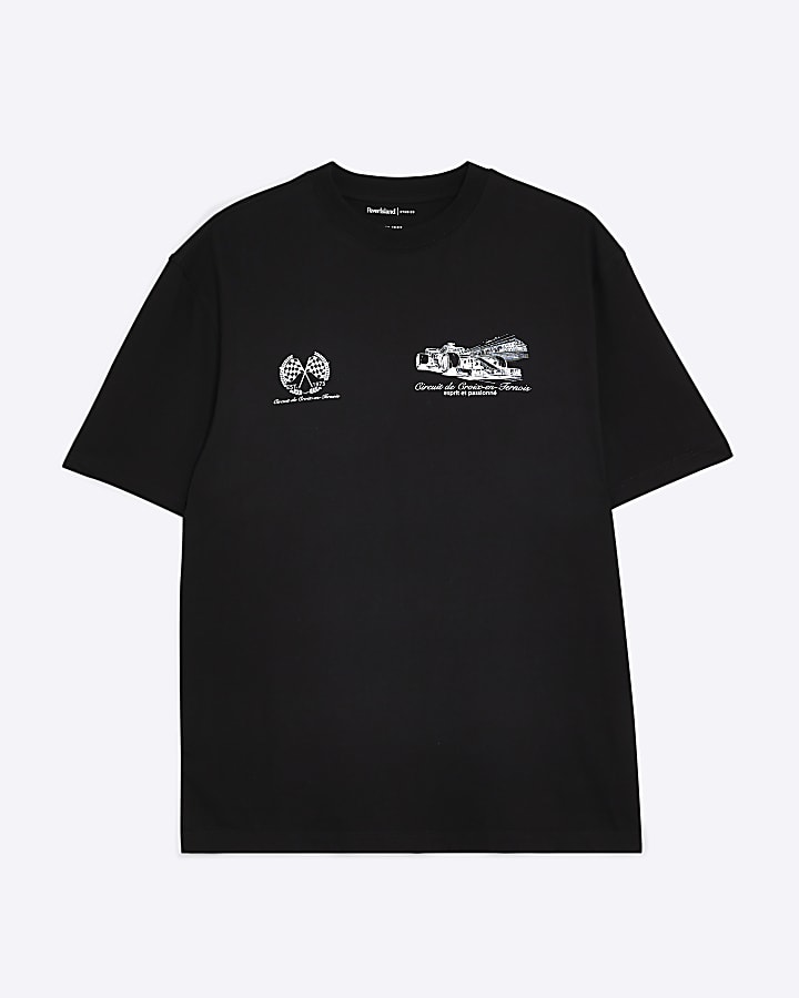 Black Regular Fit Circuit Contrast T-Shirt
