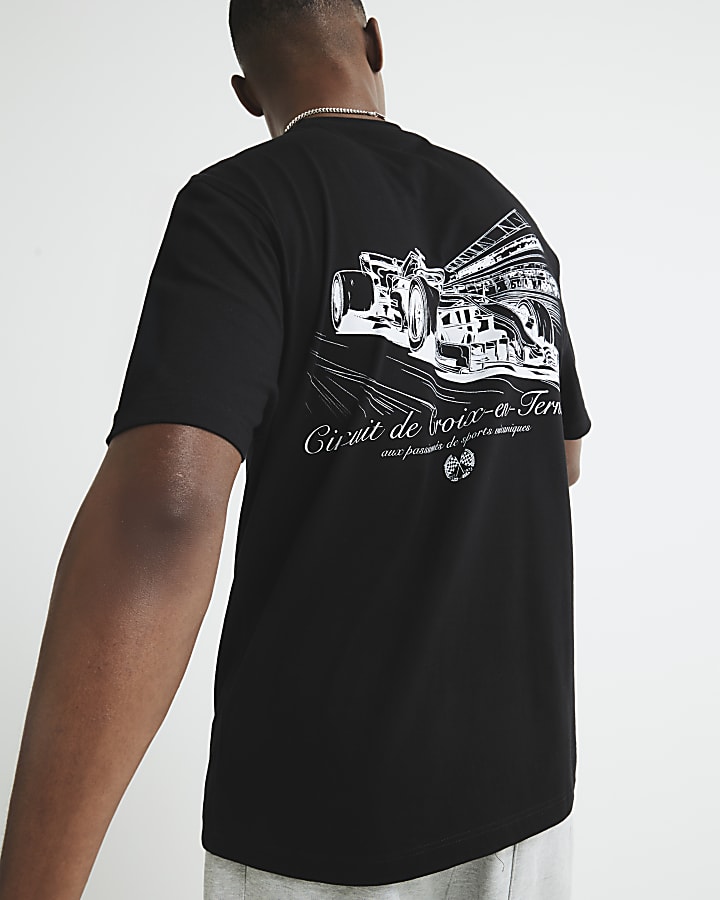 Black Regular Fit Circuit Contrast T-Shirt